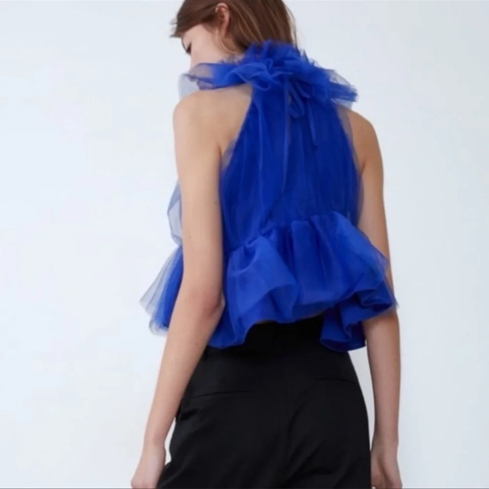 Cobalt Blue Tulle Top - Picture 3 of 7